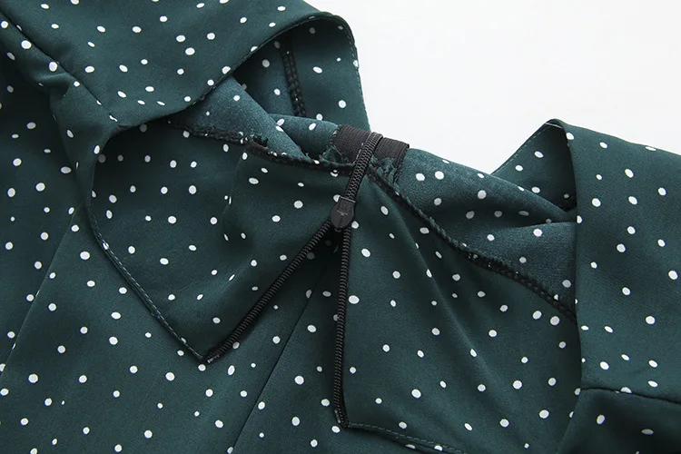 Женское платье с кулиской летнее трапеция в горошек V образным вырезом и коротким