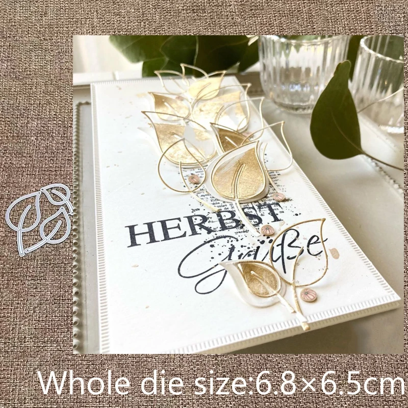 

Металлический трафарет XLDesign, пресс-формы, 3 шт., листья для украшения, высечки для альбома, бумаги, тиснения