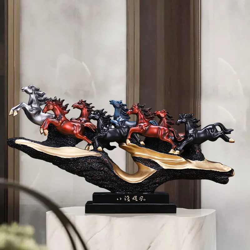 

Домашняя офисная компания магазин эффективный преуспевающий бизнес Деньги Рисование успеха удачи 8 Бегущих Лошадей фэн-шуй хорошая статуя