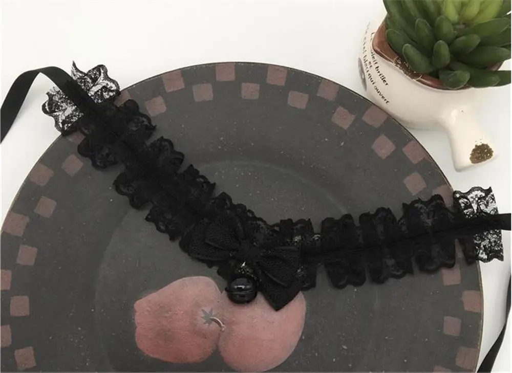 Милое колье в стиле Харадзюку ручной работы на шнуровке с колокольчиком и