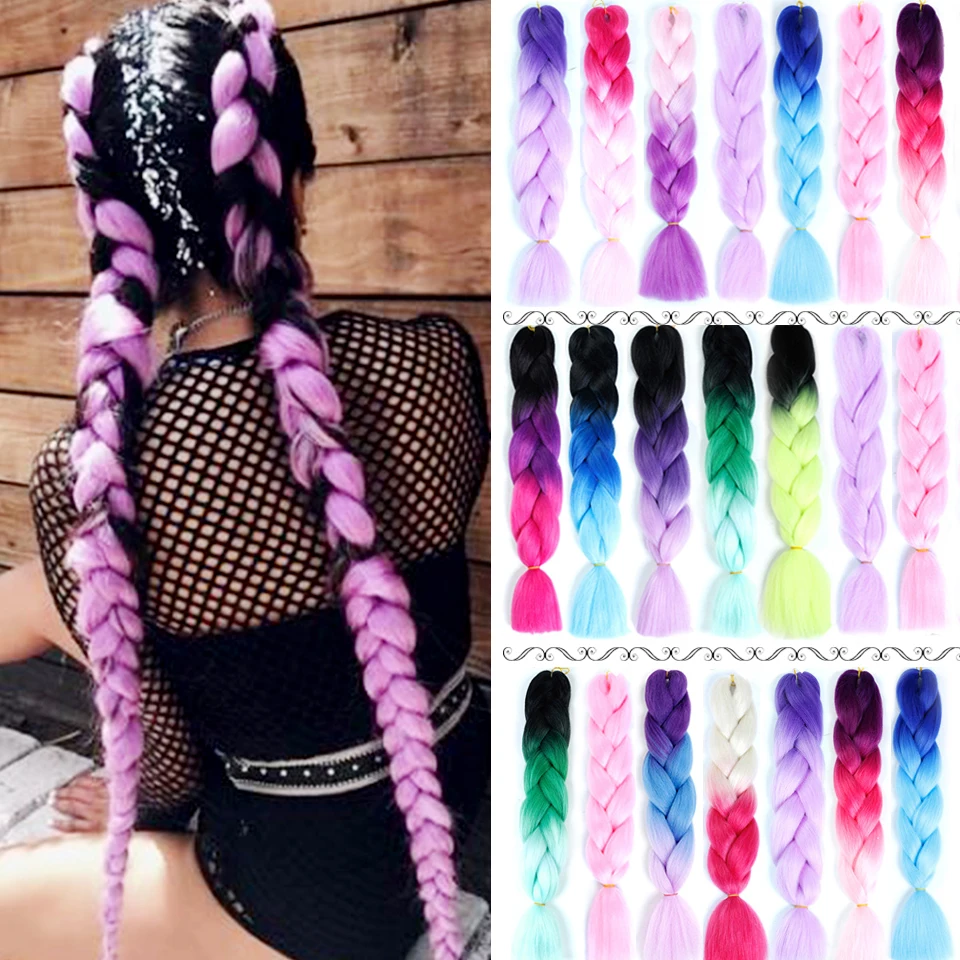 WTB длинные красные розовые Ombre Jumbo синтетические плетеные волосы для женщин