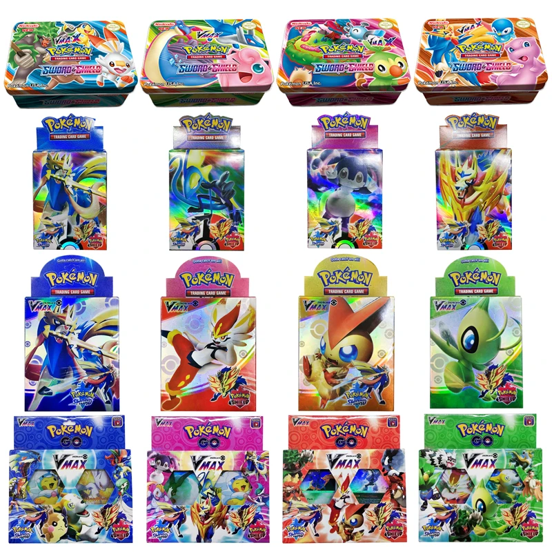 

42PCS/Iron Box VMAX Sword&Shield Pokemon Cards Game Battle Carte Trading Cards Game Collection Anime Cards for Children