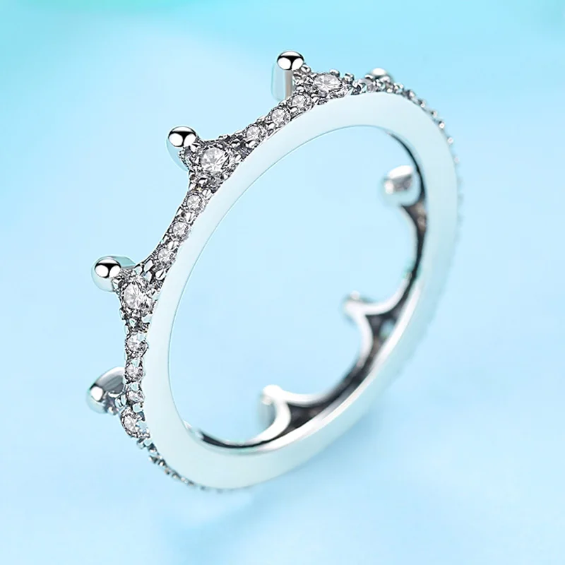 Королевская корона кольцо Аутентичные 925 стерлингового серебра с украшением в