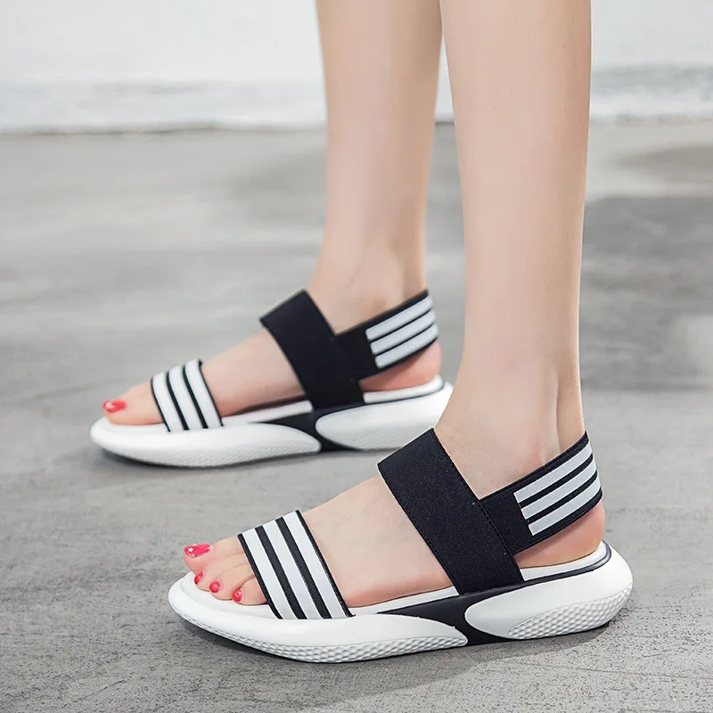 

Leather Platform Sandals Women 2019 Summer Women's Chunky Shoes Fashion Buckle Thick Soled Casual Woman Beach Sandal