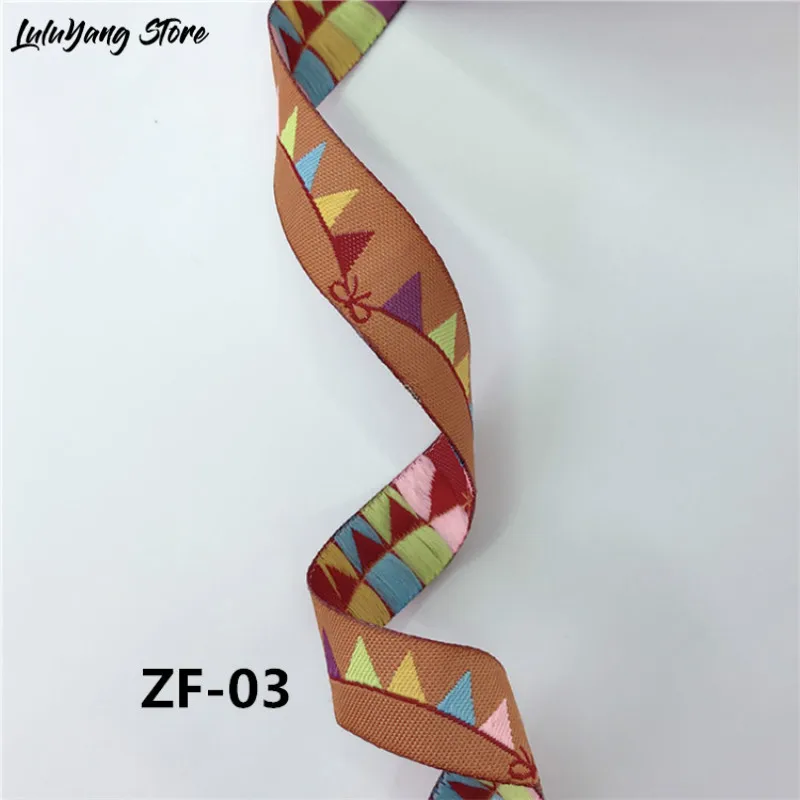 

10M Ethnic Embroidery Jacquard Ribbon Trim Cartoon Pet Leash Clothes Collar Choker Bag Accessories Geometric DIY Fabric Webbing