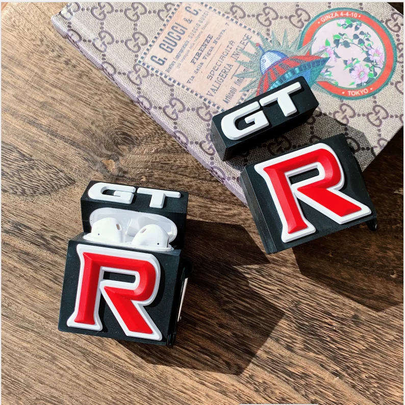 3D автомобильный логотип GTR спортивные чехлы для наушников Apple Airpods 1/2 силиконовый