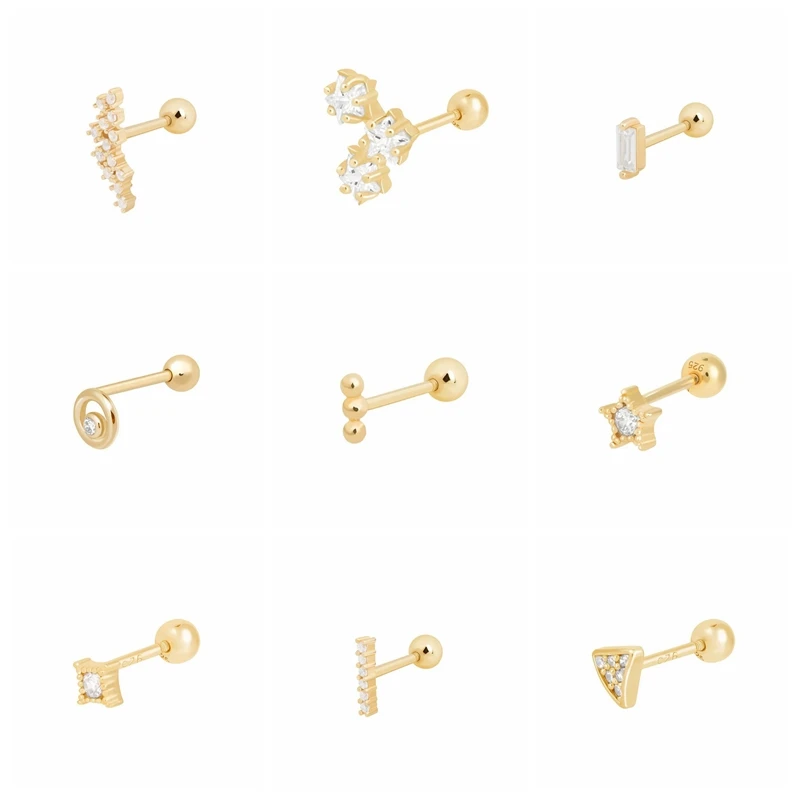 

BOAKO Pendientes плата 925 1 шт. золото/решатель/розовое золото Серьги для Для женщин Серьги-гвоздики в виде украшения для ушного хряща пирсинг уха то...