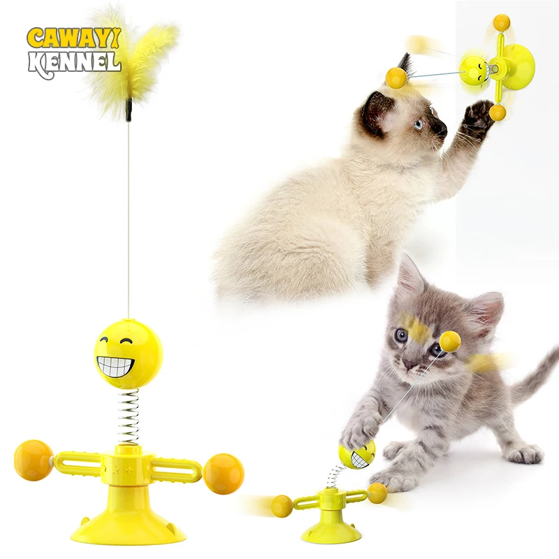 Cawayi питомник смайлик весенние игрушки кошки перо мяч сильный всасывающий
