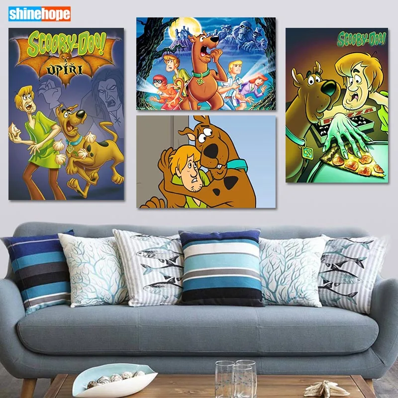 Scooby Doo Плакат на заказ холст плакат художественная отделочная ткань для дома ткань настенный плакат печать шелковая ткань 30X45 см