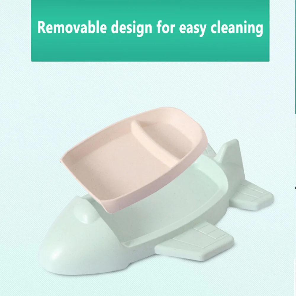 

Aircraft Bamboo Fiber Cartoon Dinnerware Set Kids Tableware Plate Child Bord Bestek Feeding Cutlery Environmental Non Poisonous