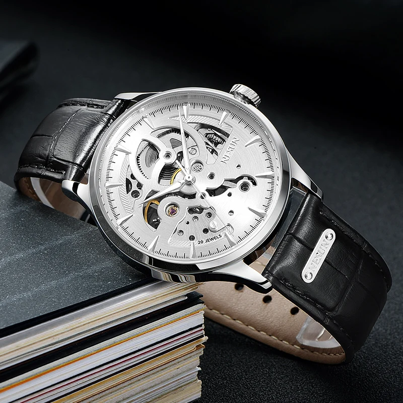 Швейцарские мужские часы-скелетоны Nesun роскошные брендовые автоматические