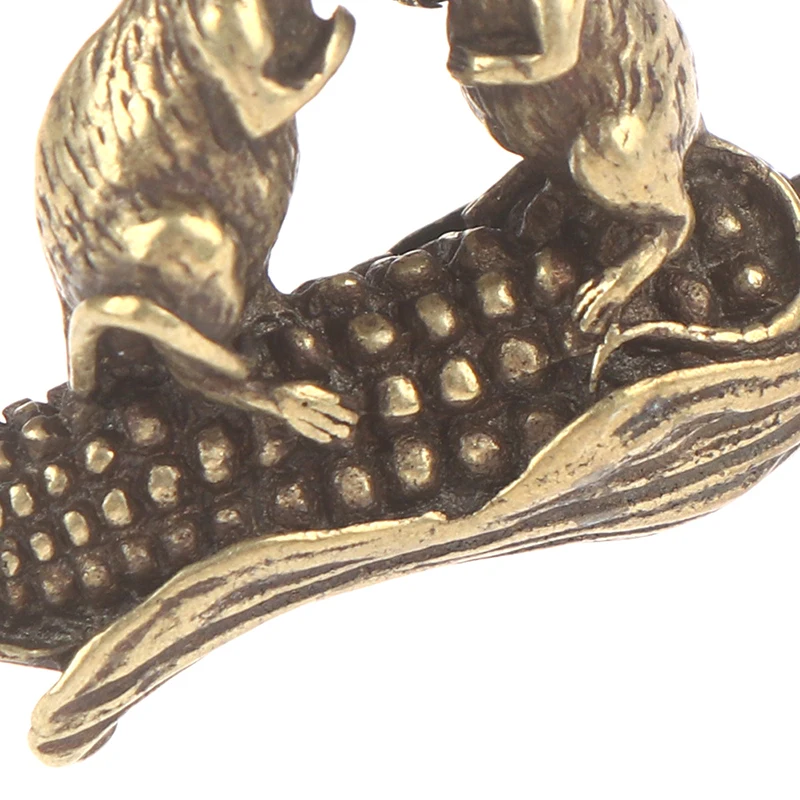 1 шт. медные статуэтки богатства крыс латунная мышь для животных кукуруза брелок