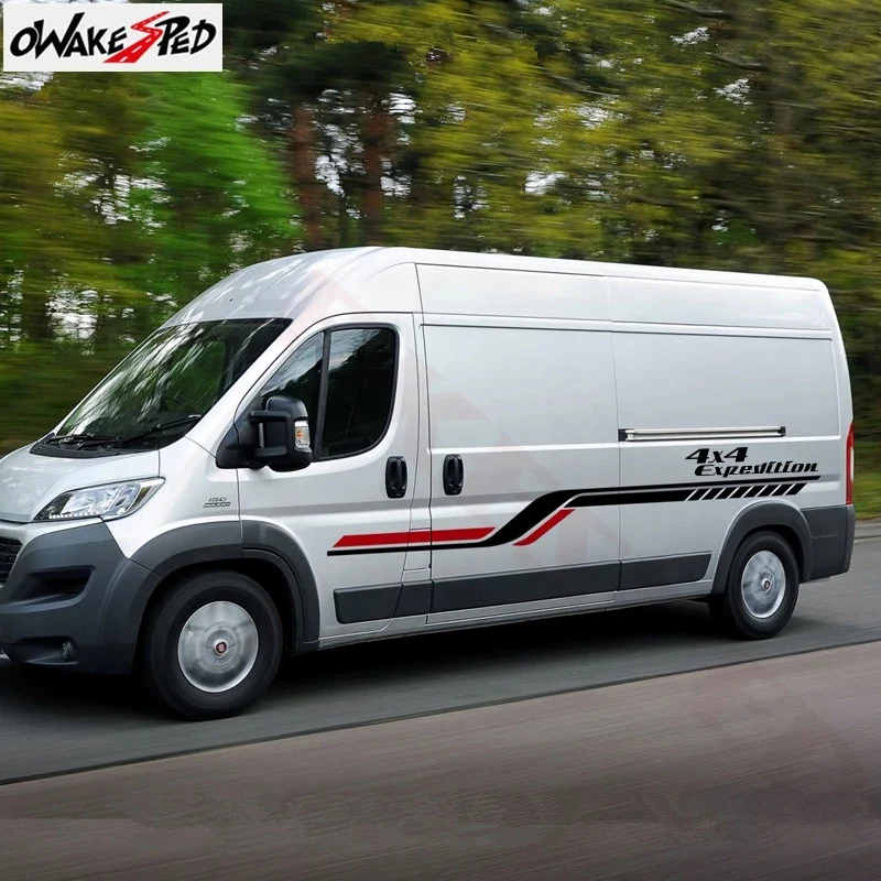 

1set Car Body Waist Line Decor Stickers For-Fiat Ducato Sport Stripes Styling Vinyl Decals Auto Side Stripes Stickers