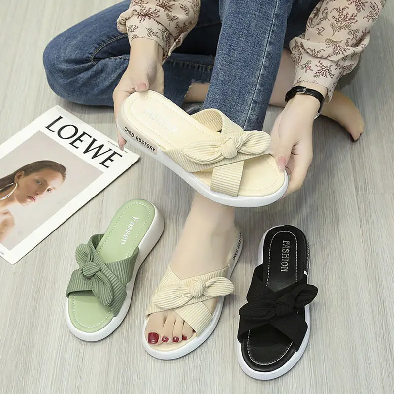 

Women Sandals Slippers 2021 Summer Casual Sandals Slipper Beach Shoes Flat Heel Slides Sandals Thick Bottom Flat Slippers