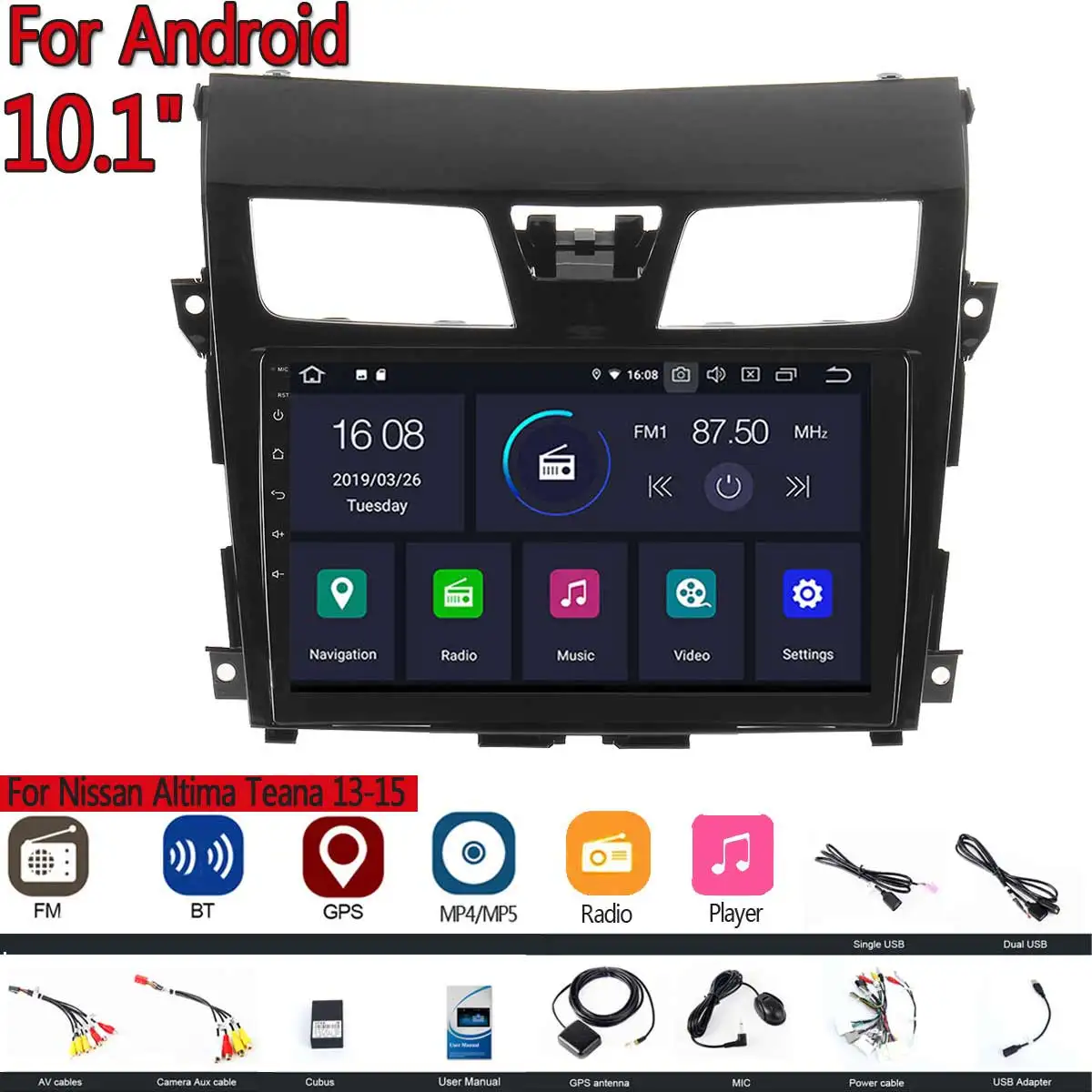 Автомагнитола для Nissan Altima Teana 2013 2014 2015 10 1 дюйма 2 Din стерео MP4/MP5/FM плеер bluetooth GPS