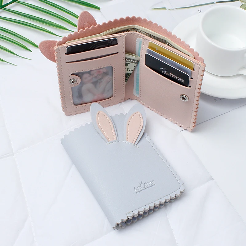NI WEI ER модный кошелек с милым кроликом для женщин и девушек короткий клатч на