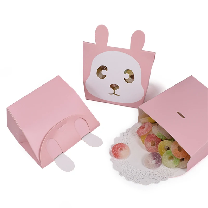 

20pcs Creative Candy Box with Window Paper Rabbit Panda Adult Kids Birthday Party Supplies Favors Packaging Bag Gift Box