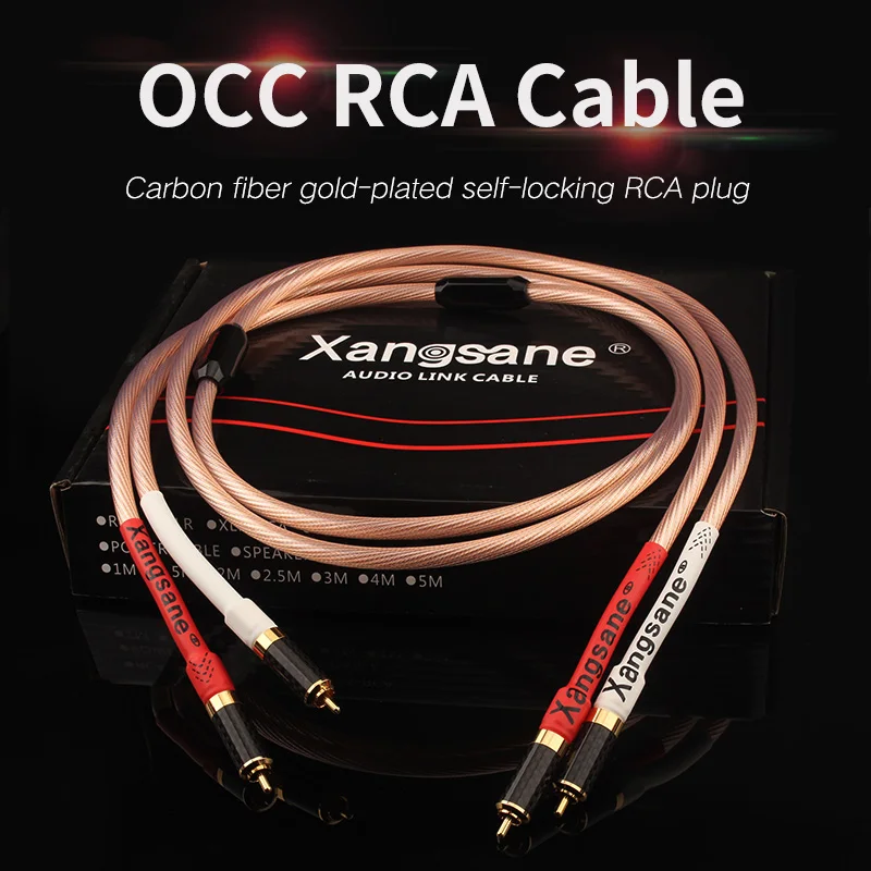 

Xangsane 1 pair OCC signal cable HiFi carbon fiber gold-plated RCA special cable power amplifier audio cable decoder