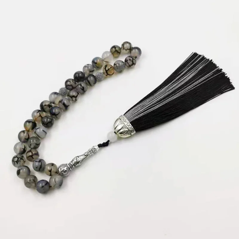 Новые Натуральные Агаты Tasbih мусульманский подарок Ислам Четки misbaha 33 66 99 бусы с