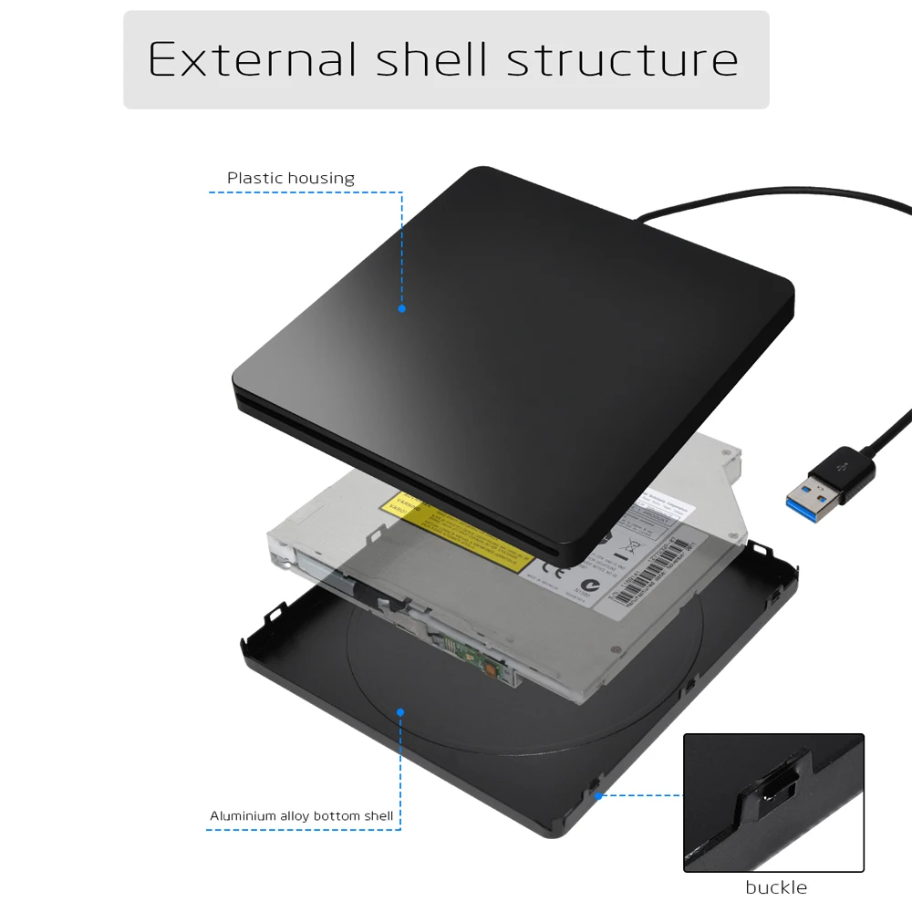 Супертонкий внешний разъем DeepFox для DVD RW корпус USB 3 0 оптический привод SATA 9 5 мм