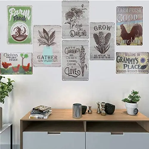 

The Rooster May Crow But The Hen Delivers The Goods Vintage Metal Tin Signs Farm Decor Country Home Decor Signs Gift 8X12Inch