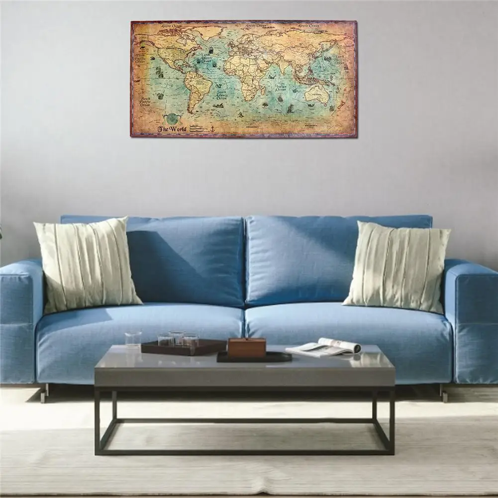 Винтажная морская иллюстрация Морской Карта мира ретро старое искусство