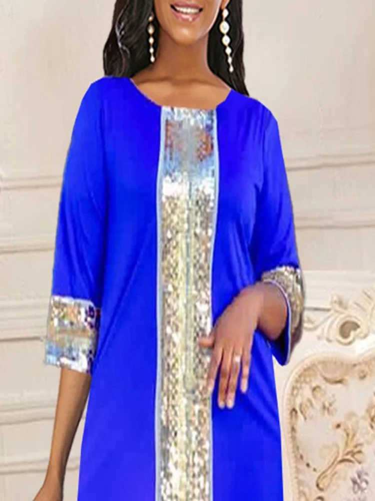 

Blue Oversized Long Dress Women African Summer Sequin Patchwork Casual Women's Dresses Ladies 2021 Maxi Robe Party Y2K Green