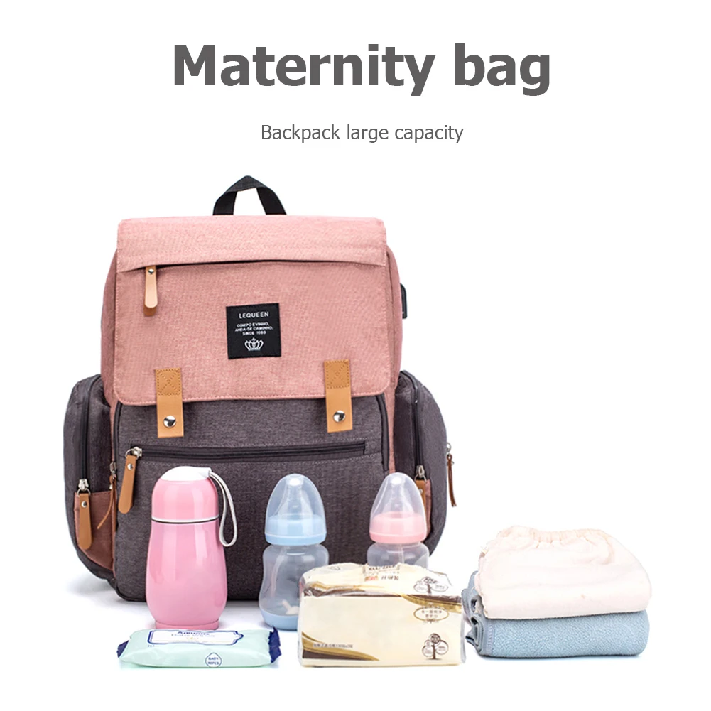 

Foldable Multifunctional Baby Diaper Bag Nappy Backpack Mummy Waterproof Large Capacity Bag with Diaper Pad Stroller Hooks