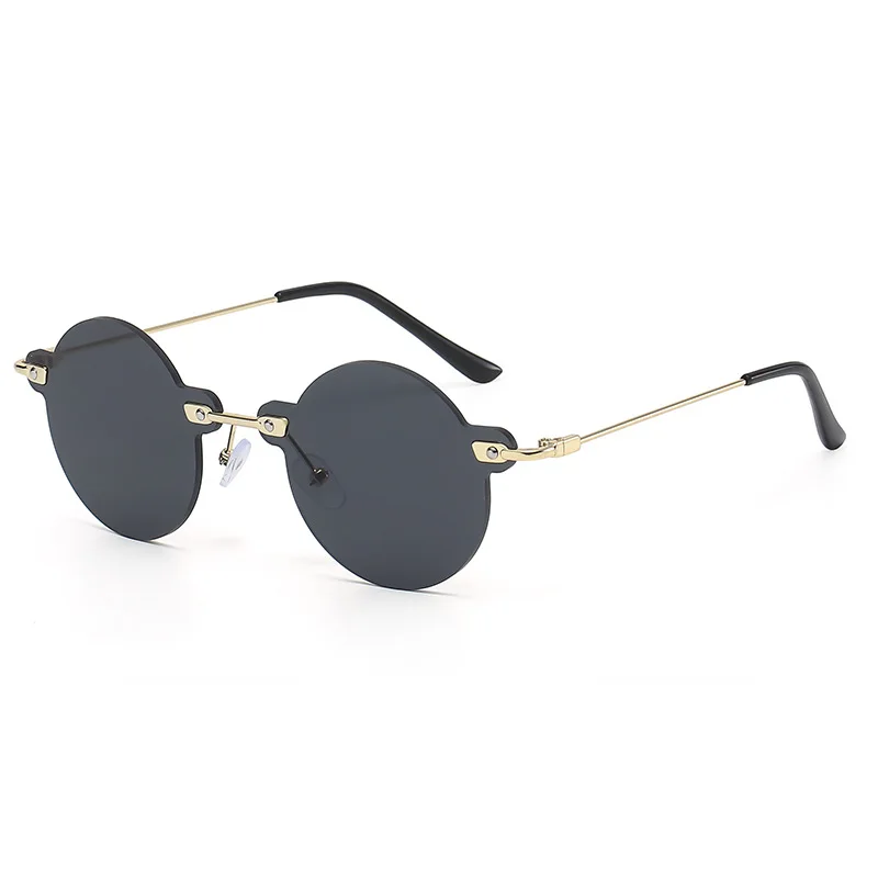 

Goggle UV400 Punk Round Small Frame Rimless Sunglasses for Women men Fashion Rays Brand Designer Sun Glasses Shades 2021