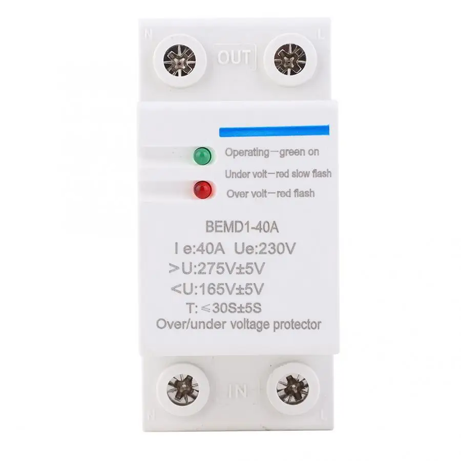 

230V AC 1-40A Voltage Protector Din Rail Self-Resetting Overvoltage and Undervoltage Voltage Relay Protector
