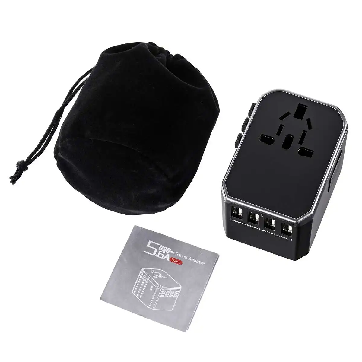 Всемирно известный адаптер для путешествий электрические вилки розетки 4 USB порта 2.4A Быстрая зарядка+ тип-c универсальное сетевое зарядное устройство для ЕС/Великобритании/США/Австралии
