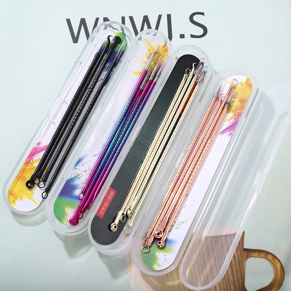 

4PCS Dual Heads Acne Needle Pimple Blemish Remover Blackhead Women Beauty Acne Skin Care Treatment Pore Cleanser Needle Hook