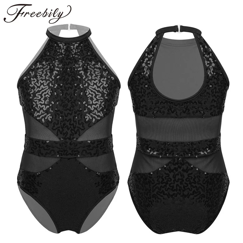 Гимнастический трико для девочек Блестящий детский танцевальный комбинезон без