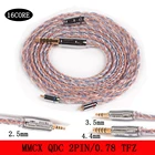 16-жильный Улучшенный посеребренный медный кабель для замены наушников балансный кабель 2,5 мм3,5 мм4,4 мм с MMCX2pin 0,78QDC TFZ