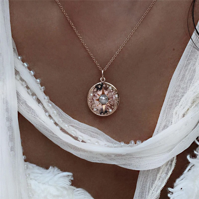 Boho винтажное модное многослойный ожерелье s для женщин Многоэлементный геометрический Хрустальный каменный кулон длинное ожерелье подарок ювелирные изделия - Окраска металла: NE-0054-10