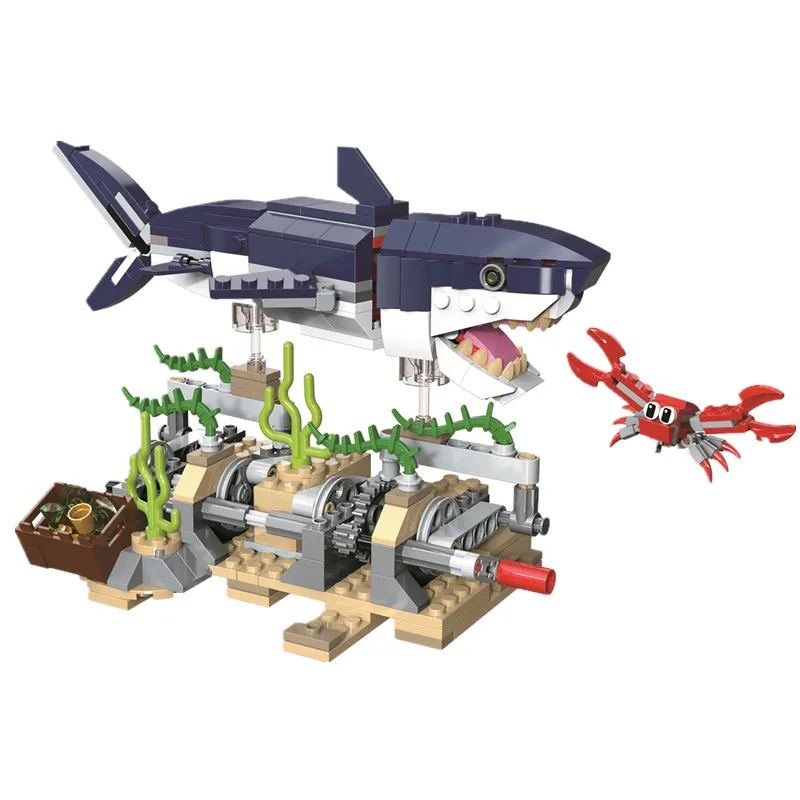 

decool Creator 3in1 Deep Sea Creatures Shark and Crab Building Blocks Kit Bricks City Classic Model Kids Toys For Children Gift
