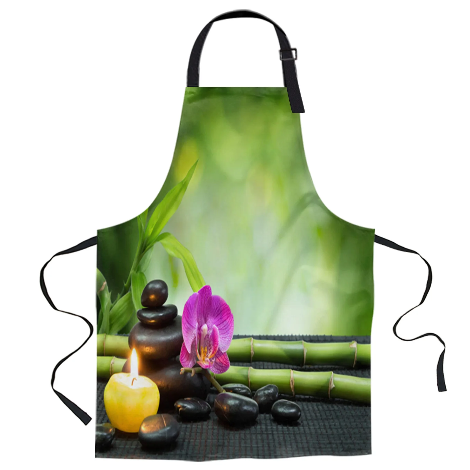 

Цветок свеча камень зеленый бамбука кухня маникюрный салон фартук для мамы и дочки, для женщин и мужчин, для детей, одежда для сна, фартуки уж...