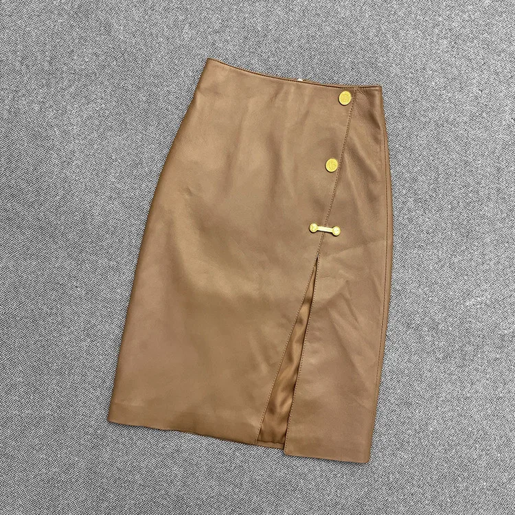 Женская юбка-карандаш из овечьей кожи шикарная кожаная юбка с высокой талией