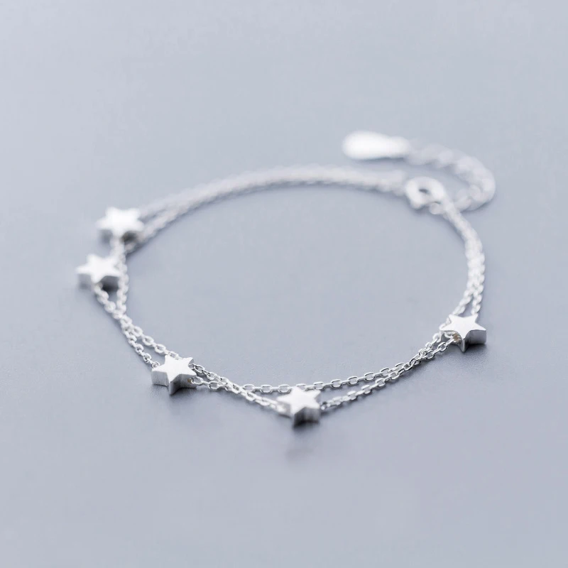 

XMD New Trendy 925 Sterling Silver Stars Charm Link Chain Bracelet for Women Fashion Bangle S925 Silver Jewelry Gift