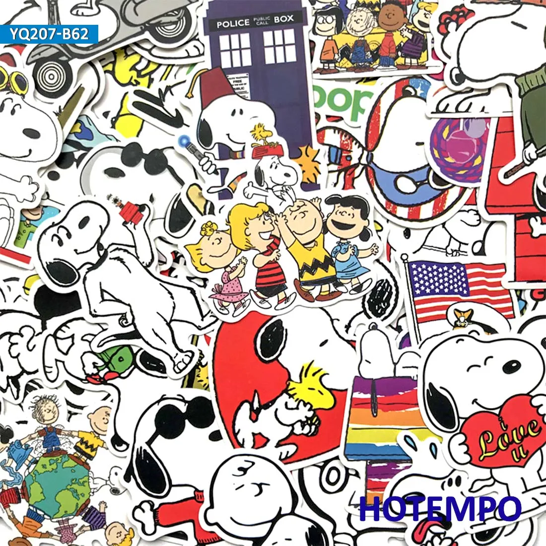 60 шт. мультфильм милая собака Snoopy наклейки щенок для мобильного телефона ноутбука чемодан скейтборд фиксированная передача наклейки