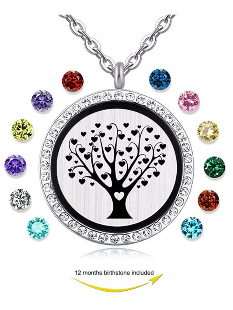 

Tree of Life Floating Living Memory Locket Pendant Necklace with Birthstone charm necklace jewelry