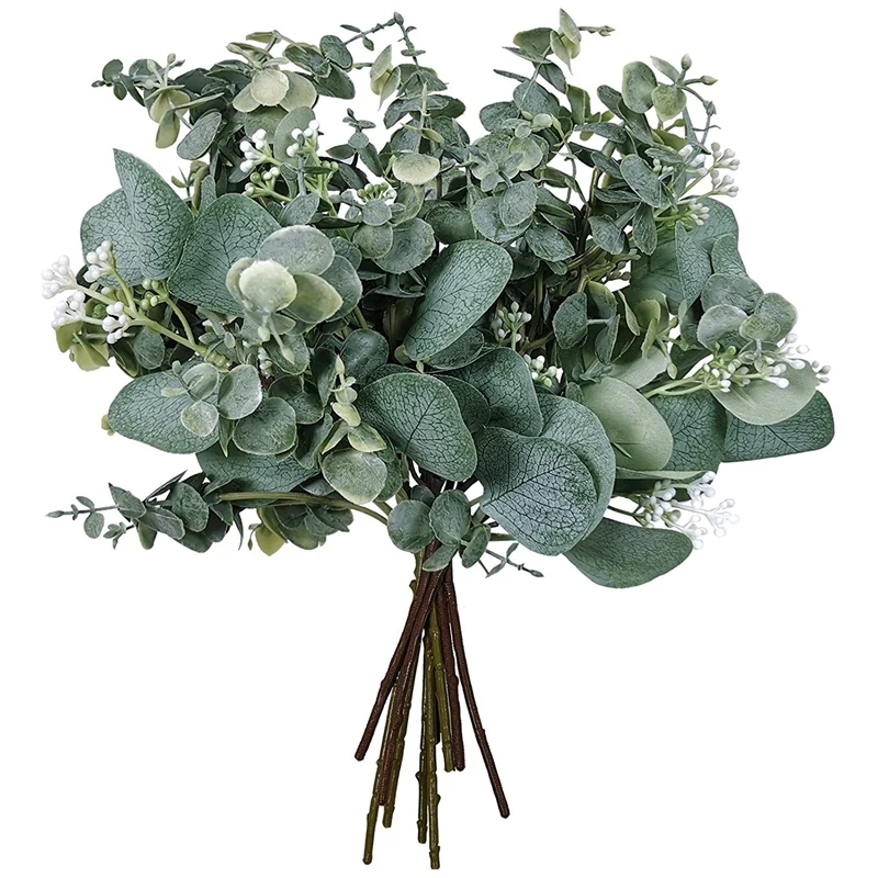 

Mixed Eucalyptus Leaves Stems Bulk Artificial Silver Dollar Eucalyptus Leaves Picks and Faux Eucalyptus Leaves Branches