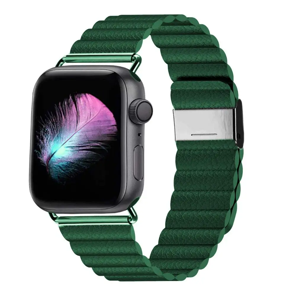 Ремешок для Apple watch band 44 мм 40 браслет iWatch 38 42 магнитный из натуральной кожи петля