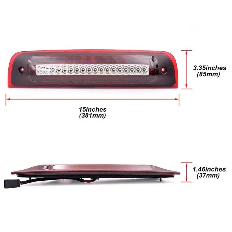 

Подходит для Gen4 Dodge Ram 1500 2500 3500 2009-2025 4500 5500 2011-2025 1500 Classic 2019-2024 светодиодный 3-й стоп-сигнал грузовой крыховой фонарь
