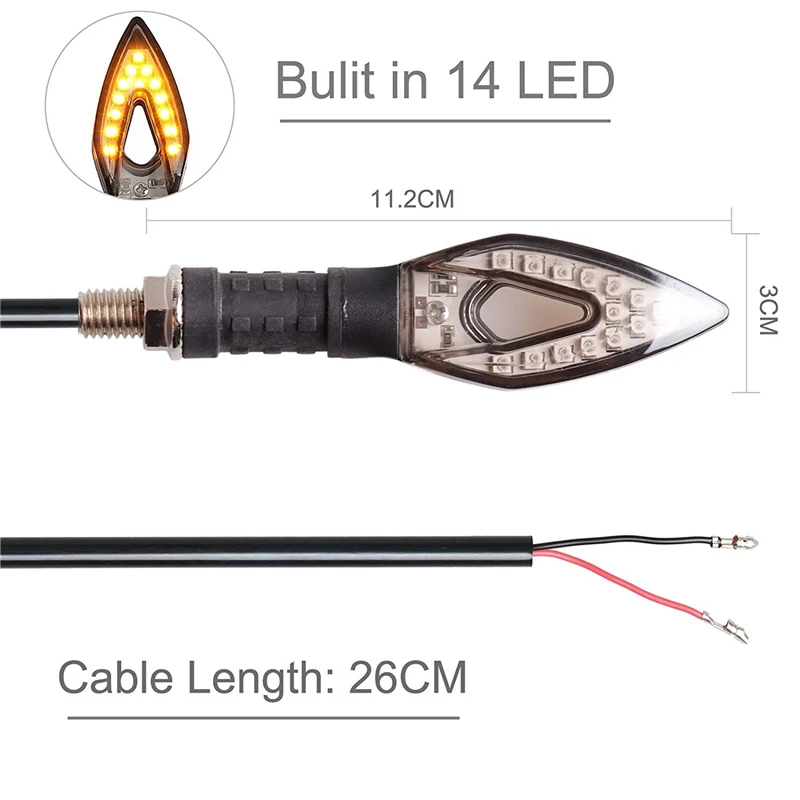 2 шт. мотоциклетный светодиодный светильник с поворотным сигналом Янтарный