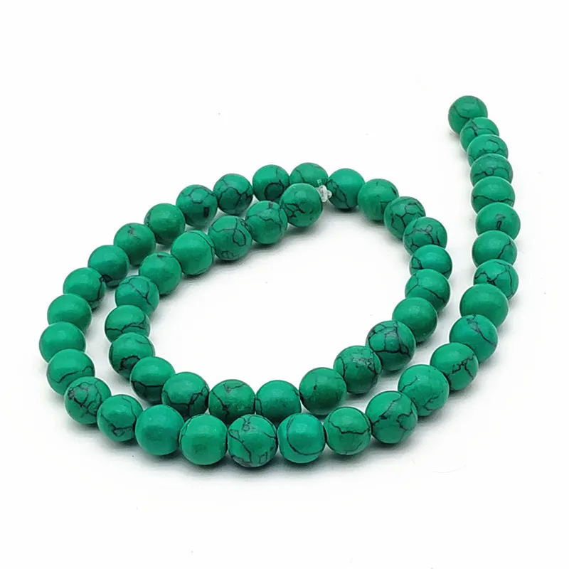 Гладкие Круглые Бусины из натурального камня белого синего бирюзового цвета 15