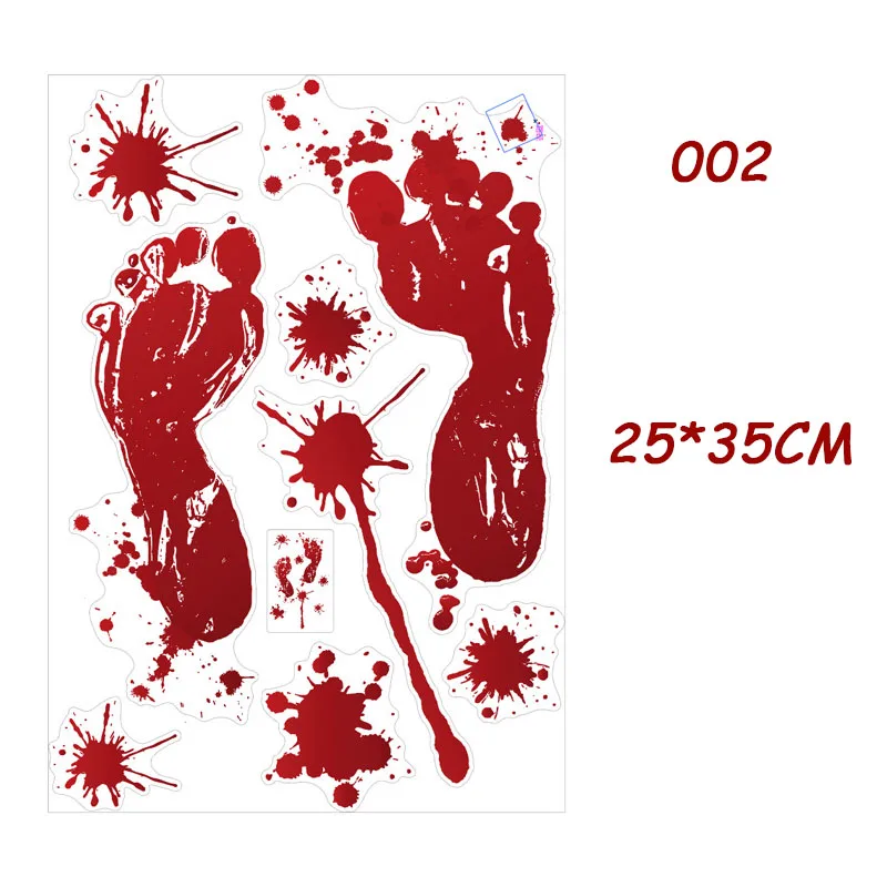 Horror Blood Handprint Footprint Fingerprint Halloween Sticker Wall Window Floor Decor Haunted House |