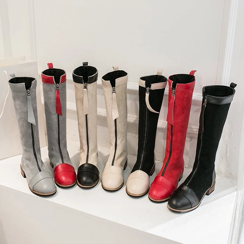 Женские сапоги до середины икры смешанных цветов для фетиша и стриптиза