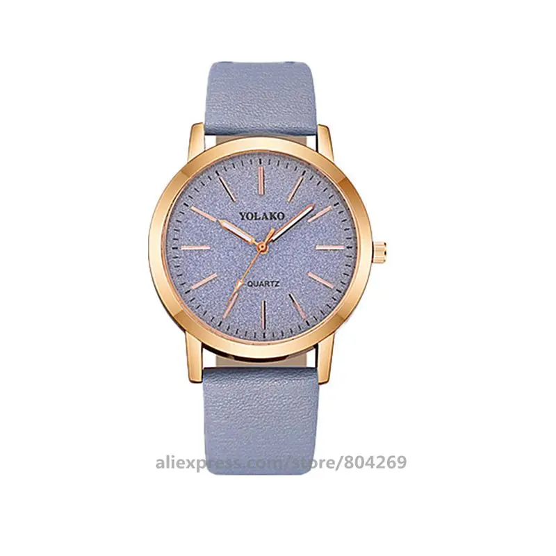 light blue 100 шт./лот bling dail женские кожа часы yolako бренд высокого качества кварцевые часы девушка подарок часы по заводской цене - Цвет: light blue