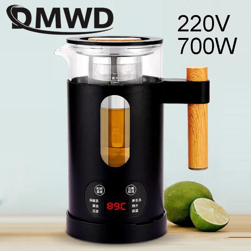 wood handle black DMWD мини многофункциональный электрический чайник из нержавеющей стали, сохраняющий здоровье, стеклянный вареный теплый чайник, грелка, бутылка - Цвет: wood handle black